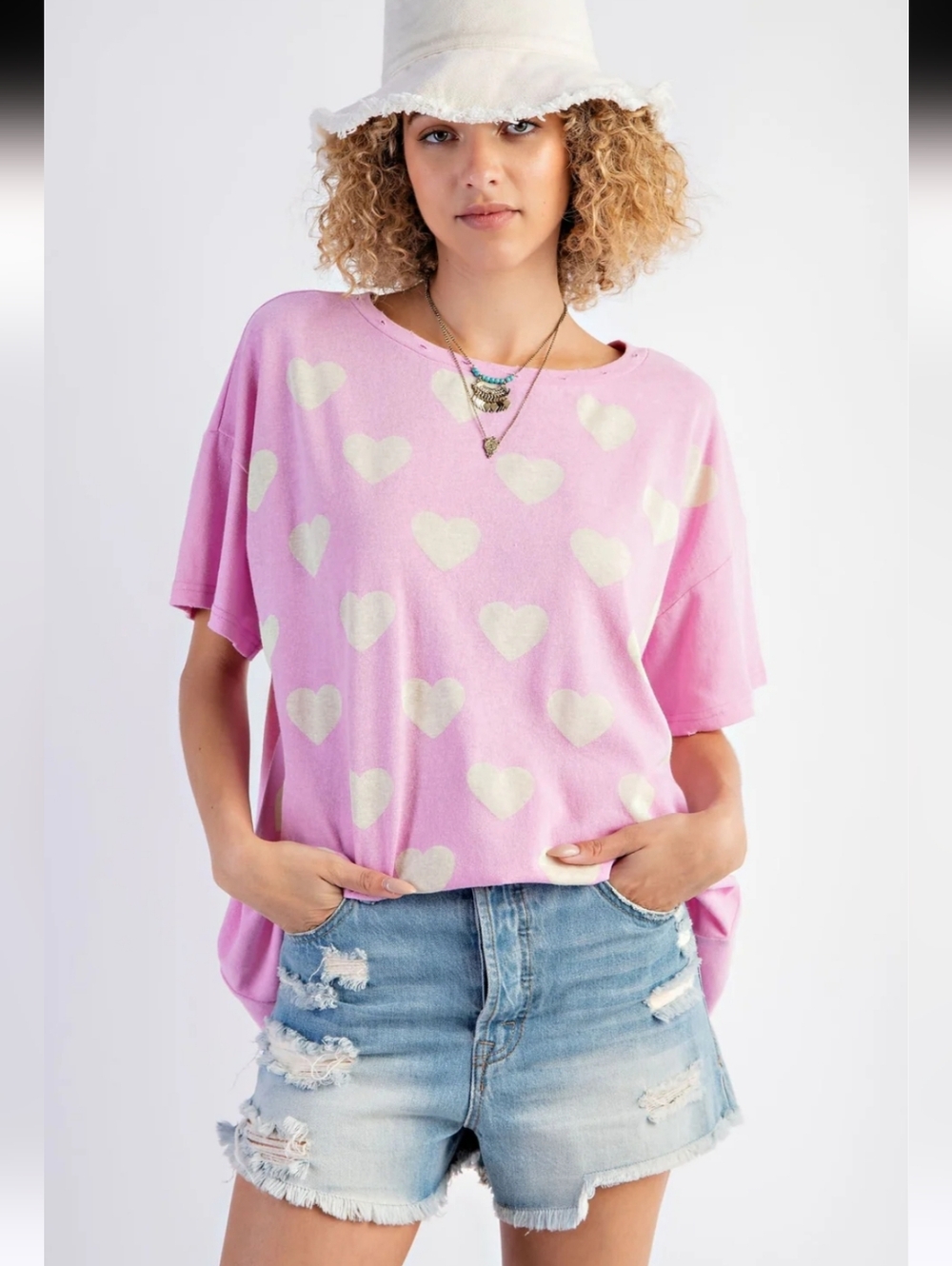 💗NWOT Easel "Distressed Heart💗 Printed Front/Back Graphics T-Shirt" 💗Large